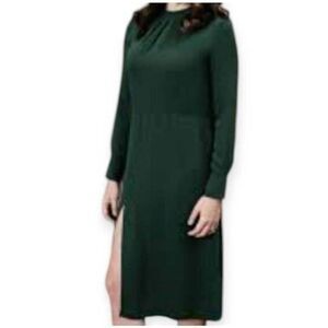 H&M DARK GREEN SLIT FRONT DRESS SZ.4 EUC.